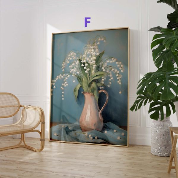 Blumen Poster · Geschenkidee · Tulpen Mohnblumen Maiglöckchen und Florale Aquarellkunst · Dekoprint ohne Rahmen - F / 30x40 cm