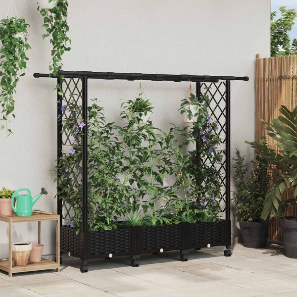 vidaXL Hochbeet mit Rankgitter und Dach Schwarz 164 x 40 x 127 cm PP 3423113