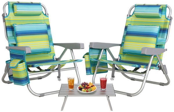 TLGREEN Campingstuhl Klappbar Leicht Aluminium, (Rucksack Klappstuhl Strand, 3 St), Campingstuhl Kann Flach Liegen,bis 150 kg belastbar