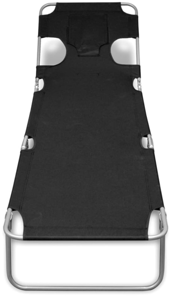 vidaXL Klappliege mit Kopfkissen Pulverbeschichteter Stahl Schwarz 41482