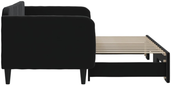 vidaXL Tagesbett Ausziehbar Schwarz 90x200 cm Samt 3197067 Bild 8