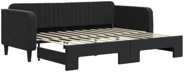 vidaXL Tagesbett Ausziehbar Schwarz 90x200 cm Samt 3197067 Bild 6