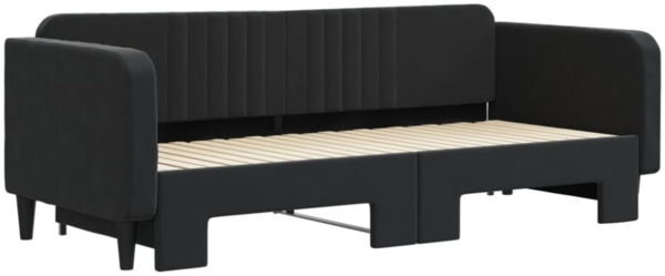 vidaXL Tagesbett Ausziehbar Schwarz 90x200 cm Samt 3197067 Bild 4
