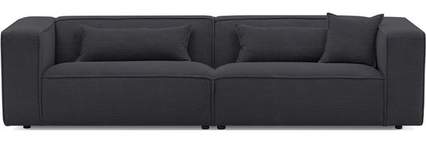 LeGer Home by Lena Gercke 3-Sitzer PIARA, Couch mit Kedernaht, Sofa in Cord, Leinenoptik o. Strukturstoff, schwarze Füße, bequemer Sitzkomfort