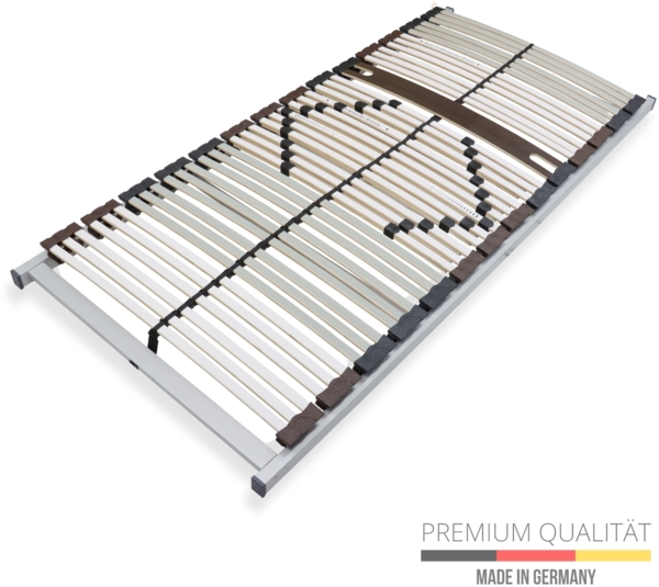 Lattenrost 90x200 cm fertig montiert Traglast 200 kg 40 Latten 7-Zonen Birkenschichtholz Mittelgurt Härteverstellung Made in Germany