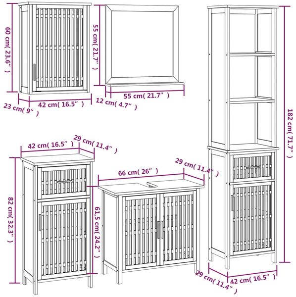 vidaXL 5-tlg. Badmöbel-Set Massivholz Nussbaum 3185786 Bild 11