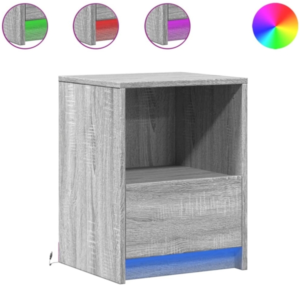 vidaXL Nachttische mit LED-Leuchten 2 Stk. Grau Sonoma Holzwerkstoff 852030