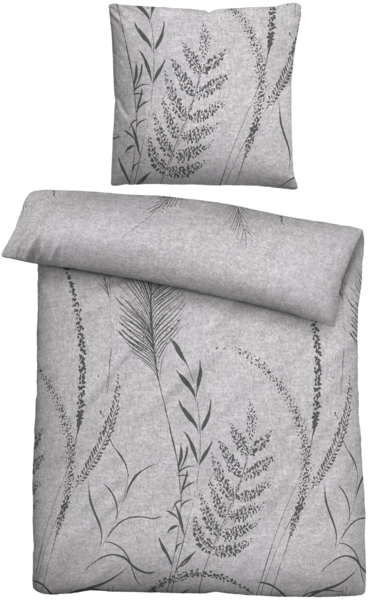 biberna Melange-Flanell Bettwäsche 0840518 GRAESER, sturmgrau, 1x 155x220 cm + 1x 80x80 cm