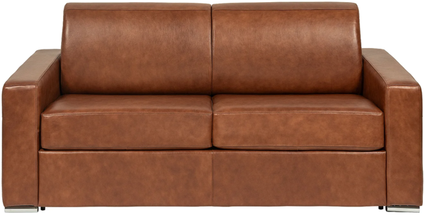 Vente-unique - Schlafsofa mit Matratze 3-Sitzer - Liegefläche 140 cm - Matratze 14 cm - Büffelleder - Vintage Caramel - CALITO