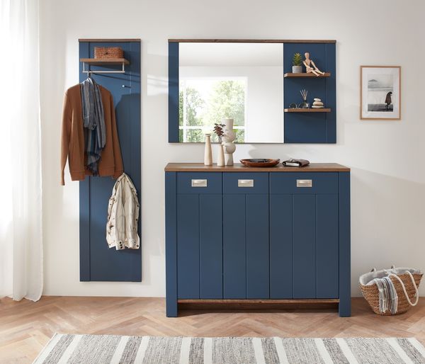 Garderoben-Set >Dijon< in Parasian Blue Dekor - 193x201x38 (BxHxT)