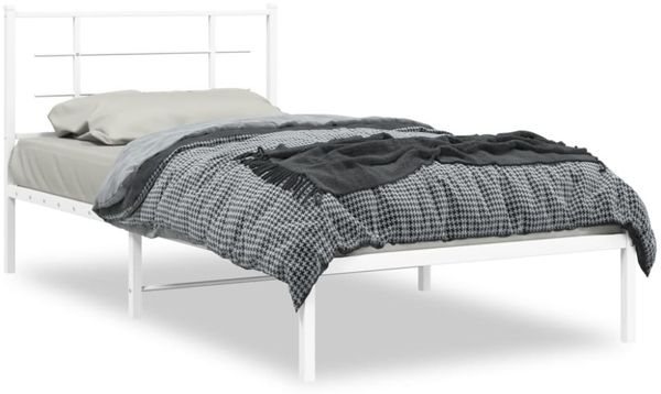 vidaXL Bettgestell mit Kopfteil Metall Weiß 100x200 cm 355605