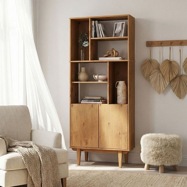 IDIMEX Regal SIMONA, Modernes Holzregal mit Türen & offenen Fächern Design eiche farben