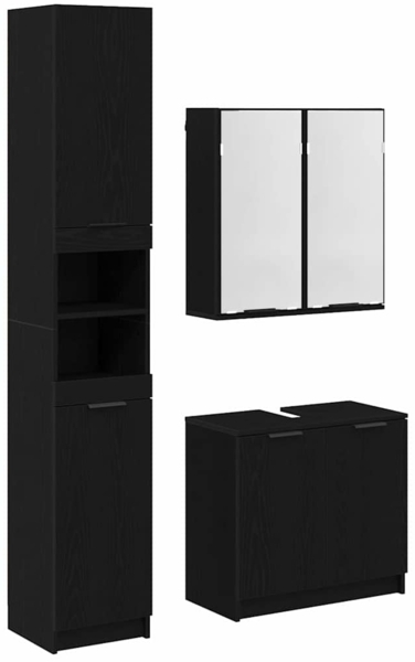 vidaXL Badezimmerschrank-Set 3 Stück Schwarz Eichen-Optik Holzwerkstoff 3416110