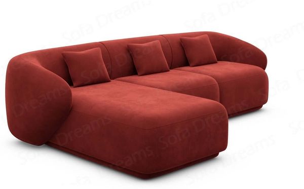 Ecksofa Marbella L Form aus Samtstoff - Samtstoff - rot - Links