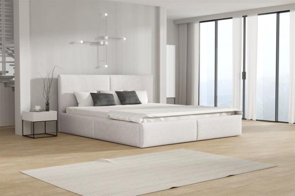 Polsterbett Doppelbett BERGEN 180x200cm Stoff Freya Weiß