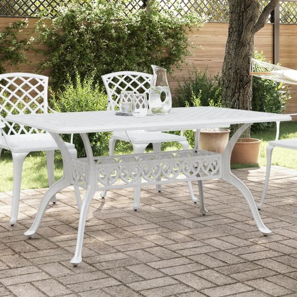 vidaXL Gartentisch Weiß 150x90x72 cm Aluminiumguss 4002805
