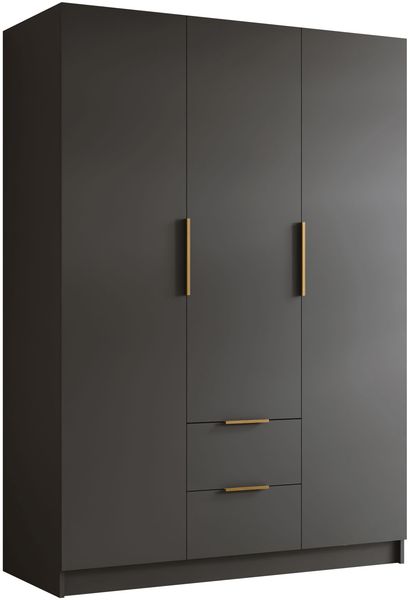 Kleiderschrank Conate I (Farbe: Schwarz / Schwarz + Gold)