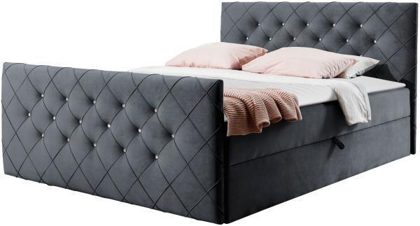 Boxspringbett Utren, Dunkelgrau, 140 x 200 cm