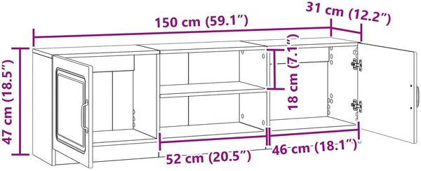 vidaXL TV-Schränk Schwarz 150 x 31 x 47 cm Holzwerkstoff 895836 Bild 11