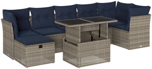 vidaXL 8-teiliges Gartensofa-Set mit Kissen, grau, Polyrattan 3274671
