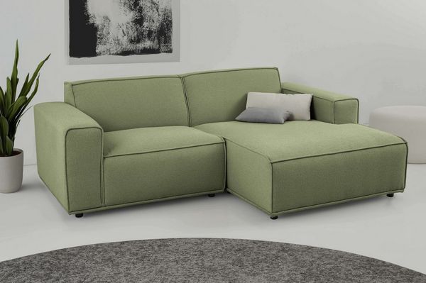 Home affaire Ecksofa Avelin, 228 cm, L-Form, Chenille, Struktur-Boucle, mit Wellenunterfederung, Kedernaht, bodentief, Skandi-Design