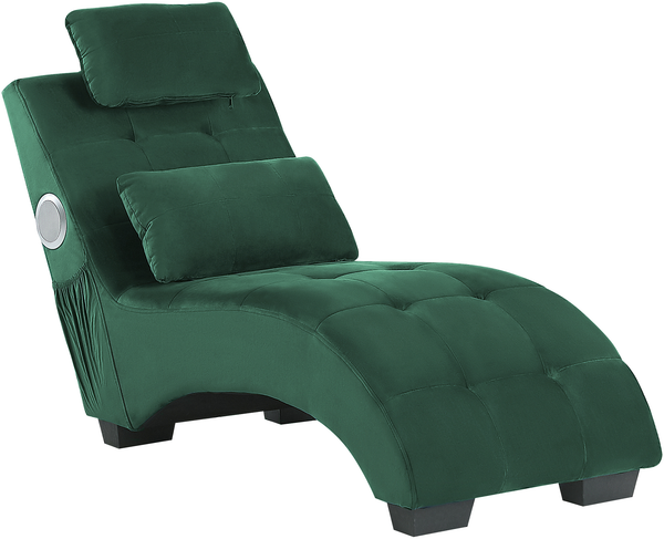 Chaiselongue Samtstoff mit Bluetooth Lautsprecher USB-Port smaragdgrün SIMORRE