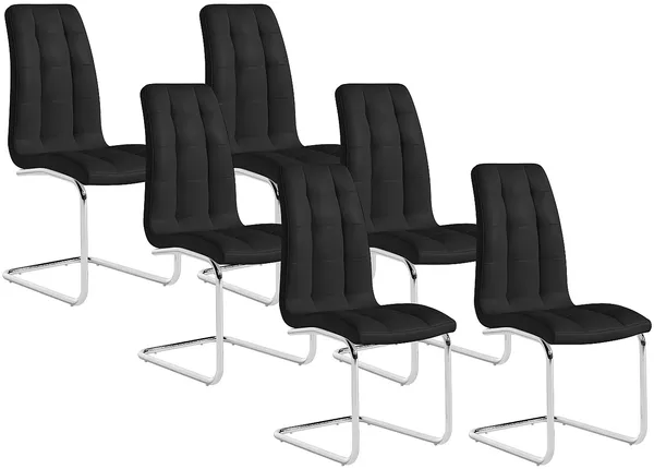 Vente-unique - Stuhl 6er-Set - Kunstleder - Schwarz - NADYA