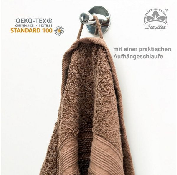 leevitex® Saunatuch Frottee XXL, (2-St), 80 x 200 cm, extra groß & saugfähig, Schokobraun/Dunkelbraun Bild 3
