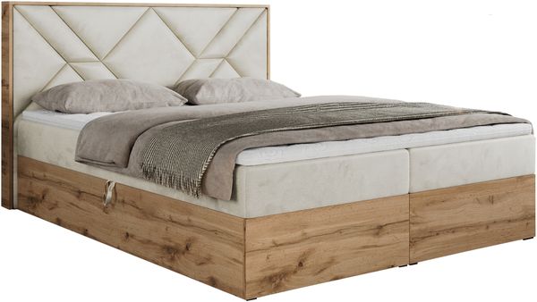 Boxspringbett mit Kopfteil und Topper, Polsterbett - GUNAR - 180 x 200 cm - Beige Velvet - H4 - Topper Visco Bild 4