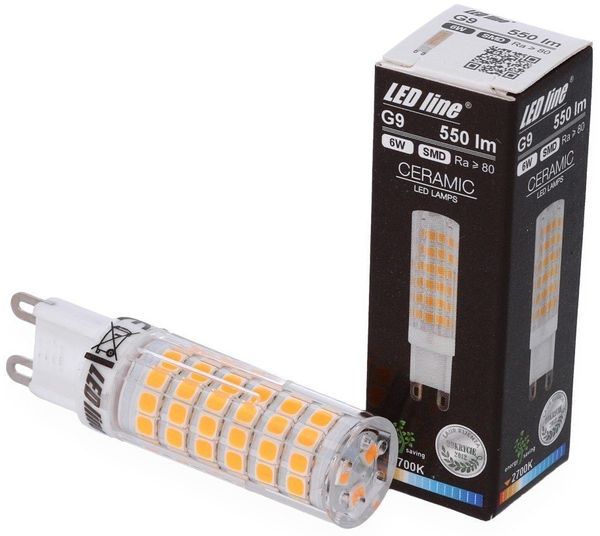 LED-Line LED-Leuchtmittel G9 LED Leuchtmittel 6W 2700K Warmweiß 550 Lumen Stiftsockel, 6 St.