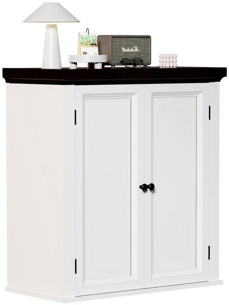 oyajia Sideboard Badezimmerschrank Mehrzweckschrank mit 2 Türen, Höhe 61.5cm, mit variabel verstellbaren Einlegeböden