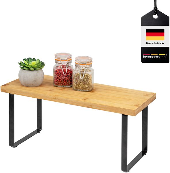 Küchenregal, Gewürzregal, freistehend, aus Bambus, ca. 36 cm breit, schwarz