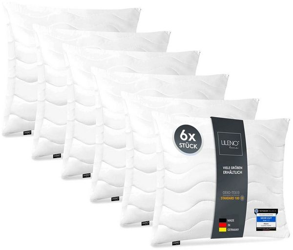 LILENO HOME Kopfkissen - gestepptes Kissen in verschiedenen Größen - Made in Germany, Füllung: 100% Polyester, Rückenschläfer, Seitenschläfer, Bauchschläfer, Spar-Set, 6er Set, Dekokissen 50x50 cm, allergikergeeignet, Bettkissen oder Kopfkissen