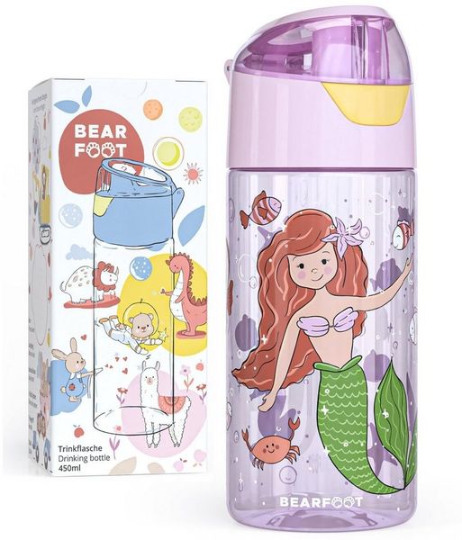 BEARFOOT Trinkflasche Trinkflasche Kinder, leichte Wasserflasche - Meerjungfrau