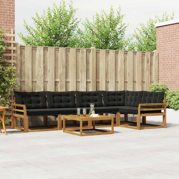 vidaXL Outdoor-Sofagarnitur mit Kissen 6 pcs Natürlich und Schwarz 3369483