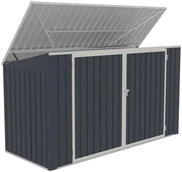 Vente-unique - ILARIO Gartenhaus Metall Grau - B 97 cm x H 112 cm x L 235 cm Bild 4
