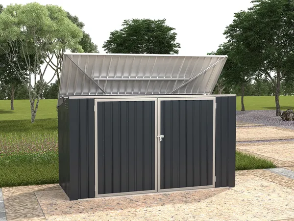 Vente-unique - ILARIO Gartenhaus Metall Grau - B 97 cm x H 112 cm x L 235 cm
