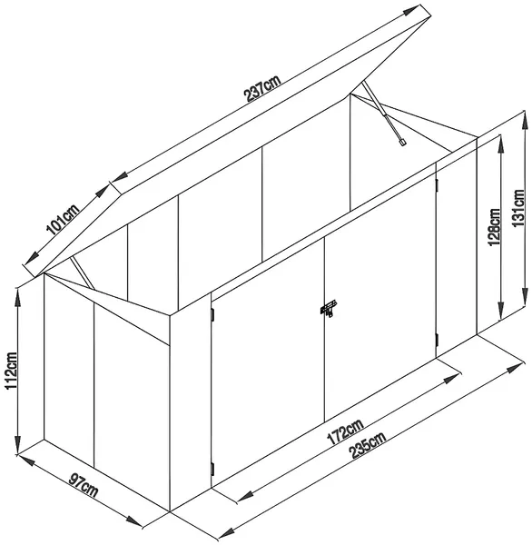 Vente-unique - ILARIO Gartenhaus Metall Grau - B 97 cm x H 112 cm x L 235 cm Bild 7