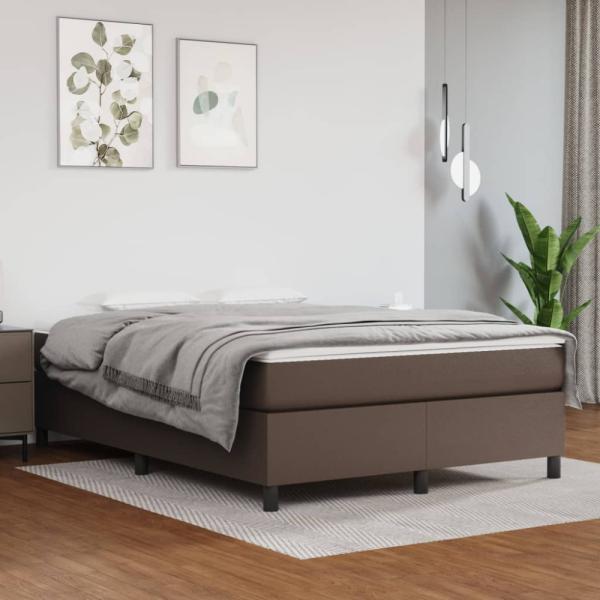 Boxspringbett Braun 140x190 cm Kunstleder [3125866]