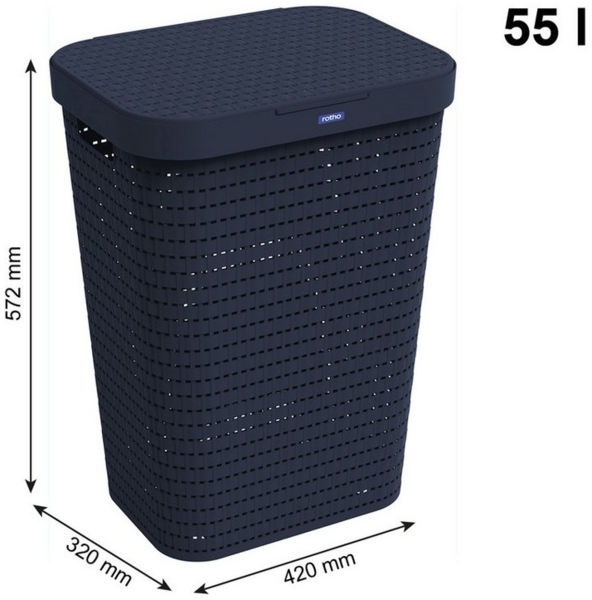 Rotho Wäschesammler Country, 55 L midnight blau Wäschetonne Wäschebox Bild 2