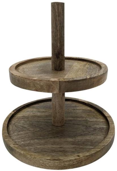 Spetebo Etagere Mangoholz Etagere mit 2 Ablagen - 25 cm, Mangoholz, (Packung, 1-tlg, 1 x Servierständer), Servierständer aus Holz