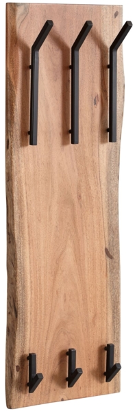 Wandgarderobe Akazie Massivholz Metall Hakenleiste 2-reihig 35,5x100x11cm Bild 2