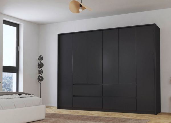 rauch Drehtürenschrank Mainz mit Passepartout optional mit Beleuchtung, Außentüren mit Push-to-Open Funktion