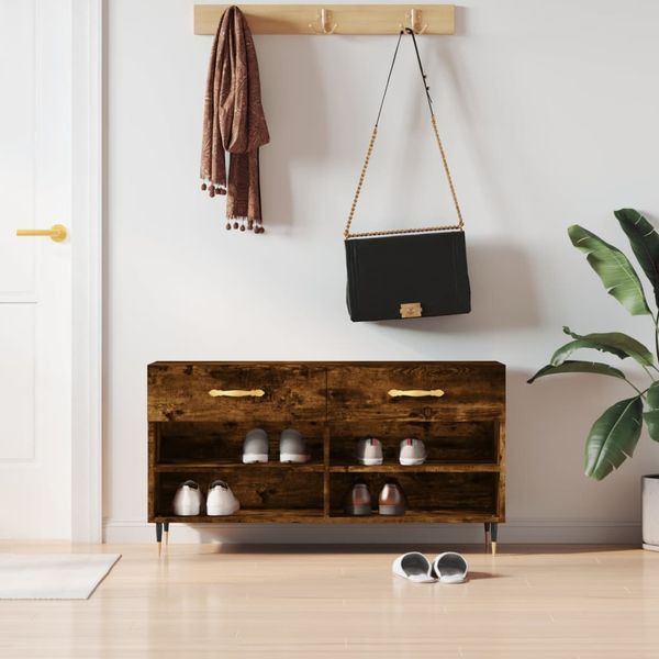 vidaXL Schuhbank Räuchereiche 102x35x55 cm Holzwerkstoff 829721