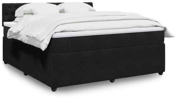 vidaXL Boxspringbett mit Matratze Schwarz 180x200 cm Samt 3287814