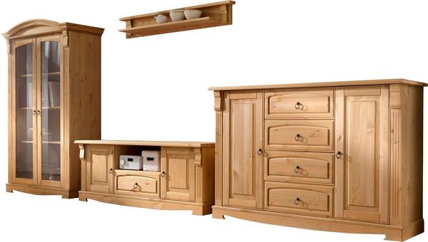 OTTO home Wohnwand Anna, (Set, 4-St), aus massiver Kiefer, FSC®, im romantischen Landhausstil