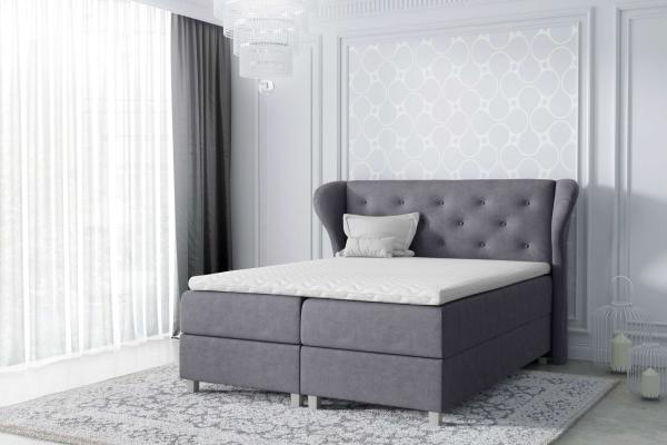 99rooms Bellagio Boxspringbett Velours 200 x 200 cm Dunkelgrau