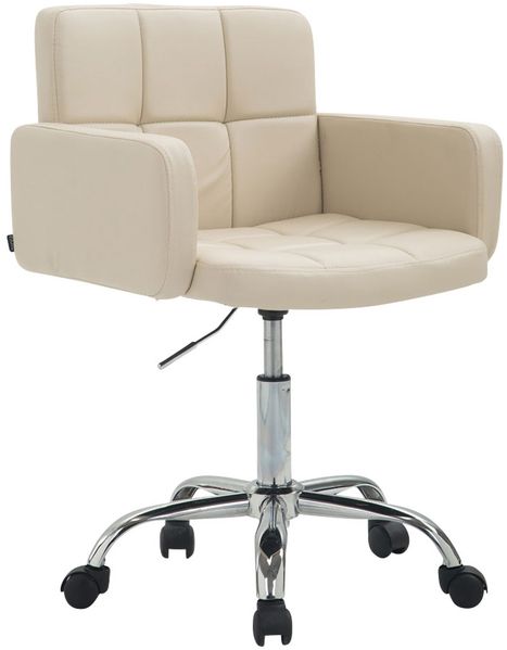 Arbeitshocker ZÜRICH - 60 x 52 x 75 cm, Kunstleder, Creme | Arbeitsstuhl Drehhocker Rollhocker Bürohocker