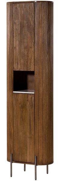 Hochschrank Mango 55x30x190 braun lackiert / Marmor weiß BARCELONA #253