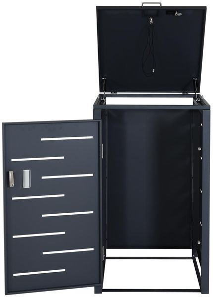 1er-Mülltonnenverkleidung HWC-E83, Mülltonnenbox Mülltonnenabdeckung, erweiterbar 103x60x62cm ~ anthrazit, Stahl 24kg Bild 8